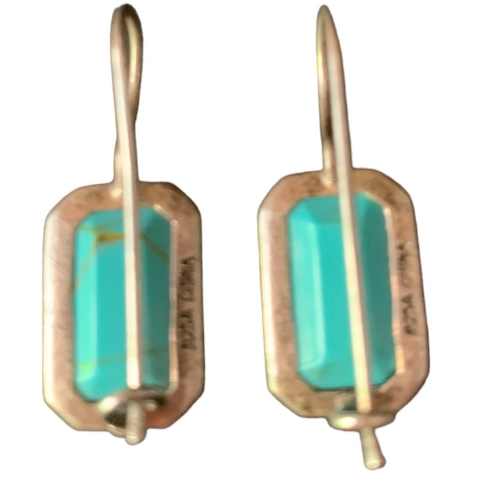 Turquoise Stud Rectangle Earrings - image 4